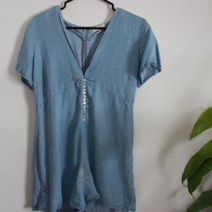 Zara Light Chambray Denim Romper